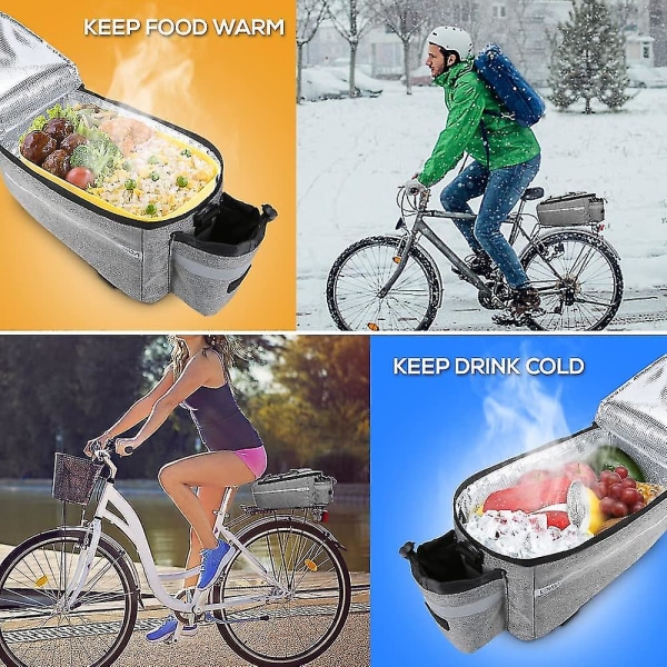 Cykel Bagagebærer Taske, Cykel Sæde Multifunktionel Isoleret Bagagerumstaske, Skuldertaske, 38*15.5*18cm (hy)
