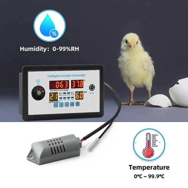 Zfx-w9002 Smart Termostat Digital Temperatur Fugtighedskontrol Inkubator 360 Automatisk Ægvending