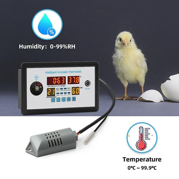 Zfx-w9002 Smart Termostat Digital Temperatur Fuktighetskontroll Inkubator 360 Automatisk Egg Vending