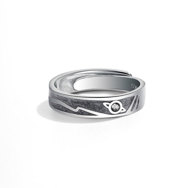 2st för Saturn Planet And Stars Universe 925 Sterling Silver Lover Rings Band Set