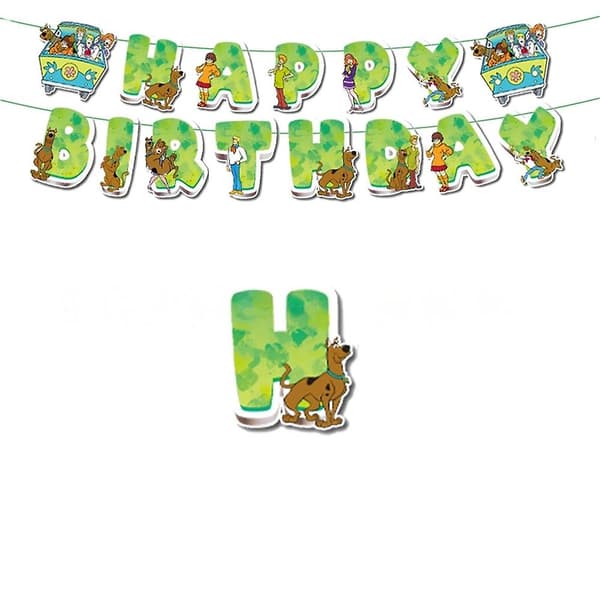 Scooby-tema Børnefødselsdagsfest Tilbehørssæt Balloner Banner Kage Cupcake Toppers Dekorationssæt