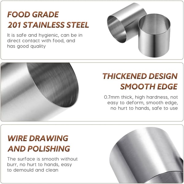 Grilltilbehør, dessertringe 5 cm, dessertringe, 8 stk, kager, mousse, formring - kage