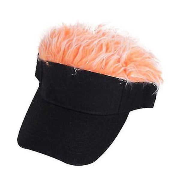 Golf Baseball Cap Med Kunstigt Hår Cap Solskygge Sjovt Toupee Hatte Mænd Pigget Orange