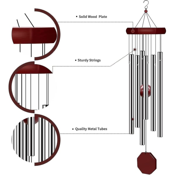 2 stk. Minde Wind Chimes Udendørs Dyb Tone, Vindspil Udendørs Medfølelse Vindklokke Personlig Med 6 AfStemte Rør