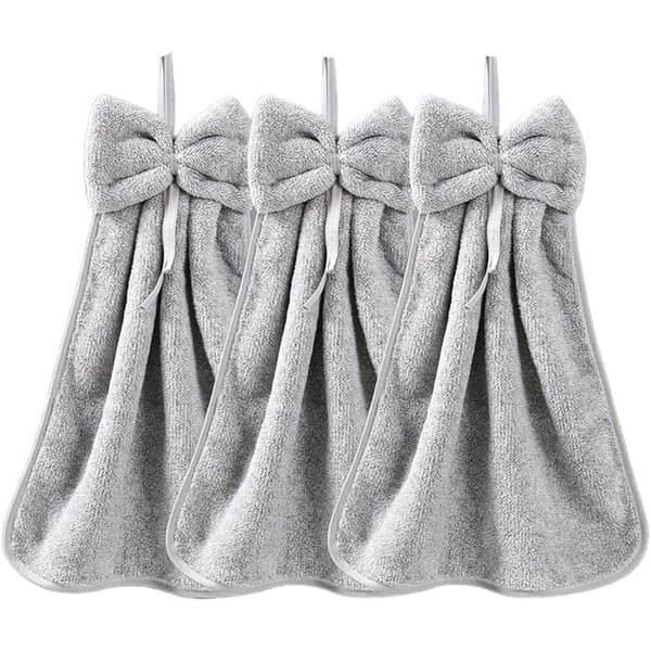Sæt med 3 koral velour mikrofiber håndklæder til ophæng, super absorberende, bløde og søde