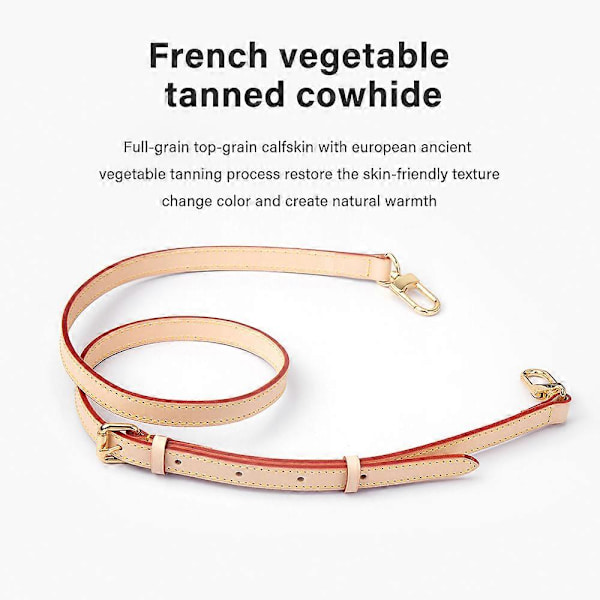 Nahkalaukun hihna Lv Speedy -olkalaukkuihin 100 % pitkään vaihto-olkaimeen Säädettävät Crossbody-vyöt Laukun tarvikkeet Natural color 1.2cm