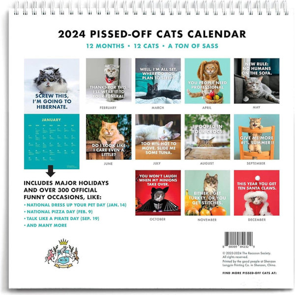 2024 Pissed-off Cats Kalender Väggkalender