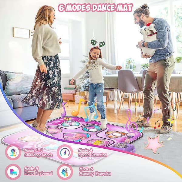 Musikalsk dansematte med LED-lys som blinker 6 spillmoduser Leke