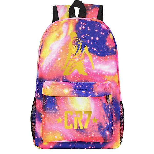 Cr7 Ryggsäckar Skolväska För Pojkar Flickor Tonåringar Canvas Resväska Vattentät Laptop Ryggsäck Starry sky pink