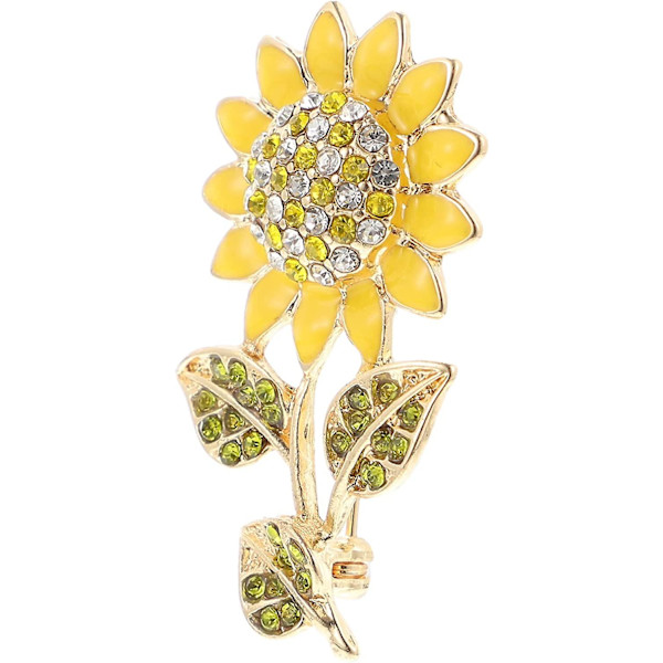 Kvinnors solroskorsagepin solrosform brosch kristall elegant växtblomma strass brosch för damer flickor ryggsäck kläder hatt väska kappa gul