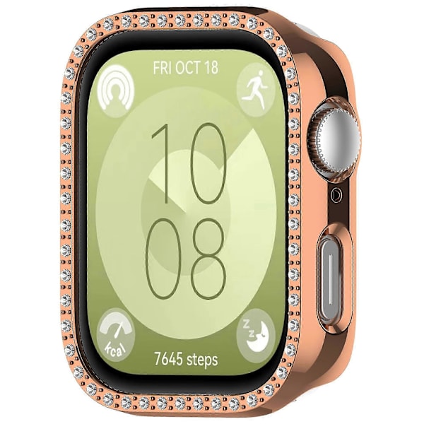 Halvt Skydd Ihåligt PC-skyddsfodral med Diamantdekor för Watch Fit 3 Electroplating Rose Gold