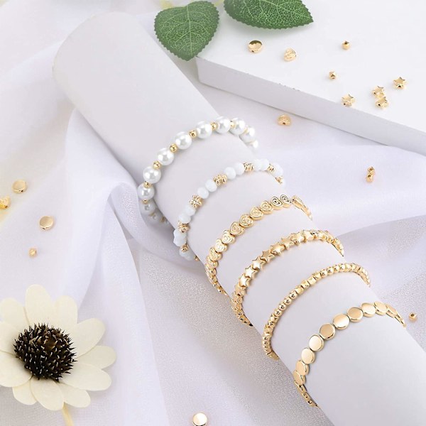 1200 stk mellomperler sett for armbånd, ørepynt, halskjede, smykkeproduksjon (6 forskjellige former)