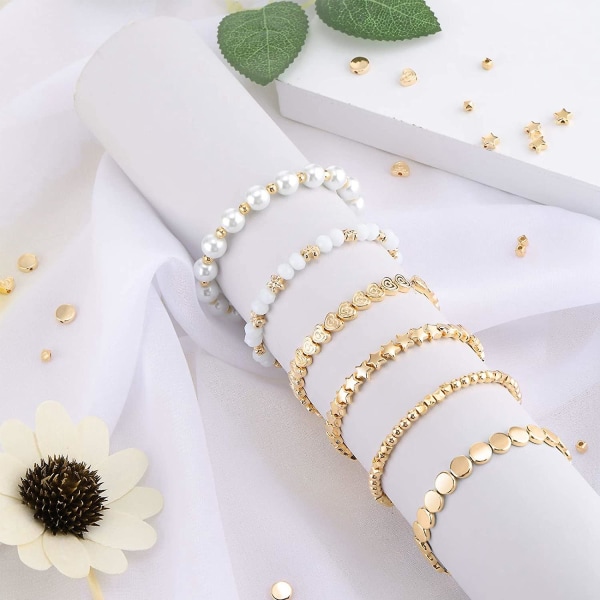 1200 stykker spacer perler sæt til armbånd øreringe halskæde smykkefremstilling (6 forskellige former)