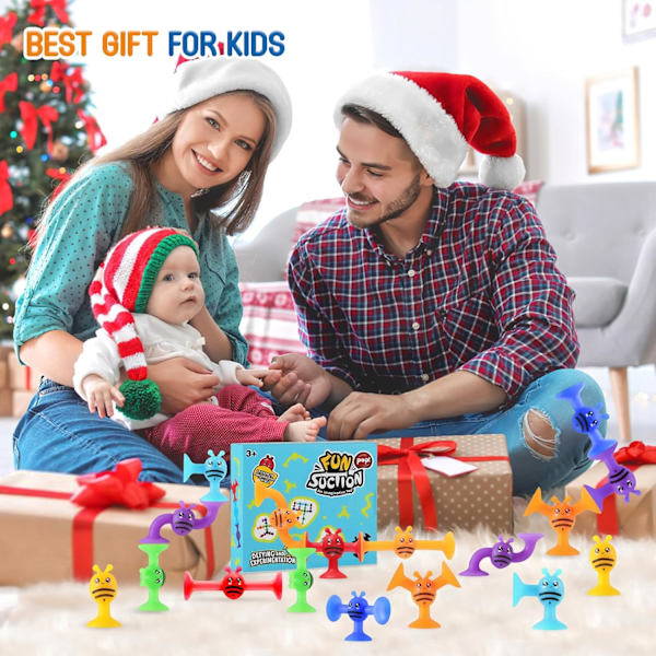 19 st sugkopp leksaker barn bad leksaker silikon sugkopp leksaker för barn sensoriska leksaker för 3~7 år gamla pojkar flickor, småbarn Montessori leksaker