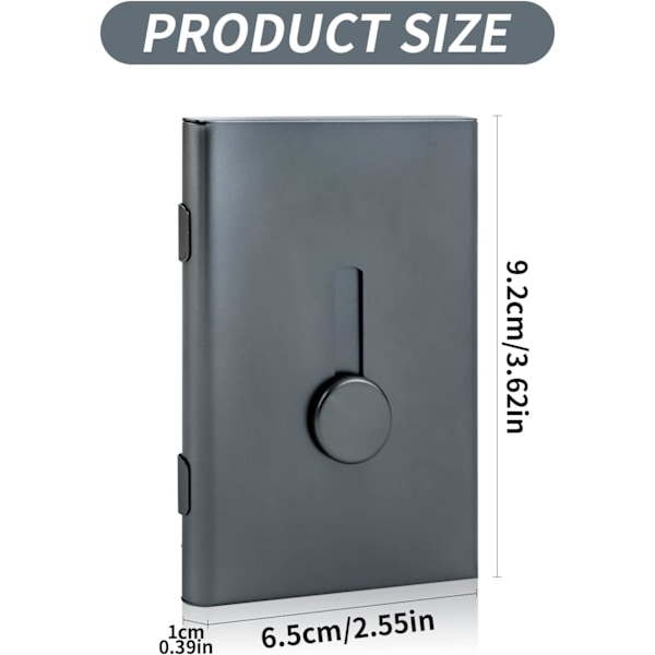 Visitkort, hållare bärbar kort skydds fodral aluminiumlegering smal kort plånbok automatisk pop up ficka visitkort fodral(Grå)