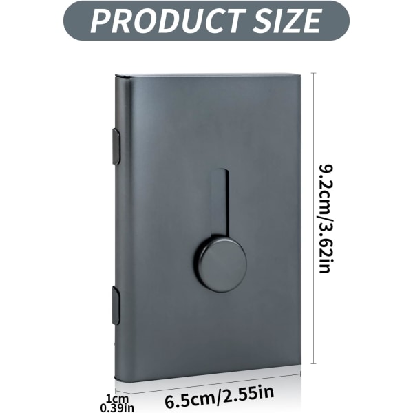Visittkort, holder Bærbar kortbeskytterveske Aluminiumslegering slank kortlommebok Automatisk pop-up-lomme visittkortveske (grå)