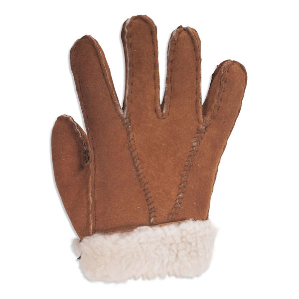 Barn 100 % äkta fårskinn handskar med pälsmanschett 313-100 Medium (Approx. 3-5 Years) Chestnut