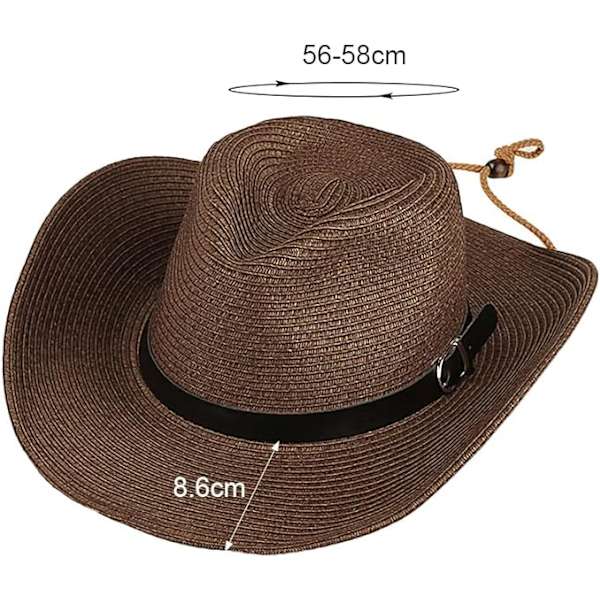 Unisex Halm Solhatt Panamahatt Fedora Trilbyhatt Safari Strandhatt Sol UV-skyddande hatt med justerbar hakrem för män kvinnor