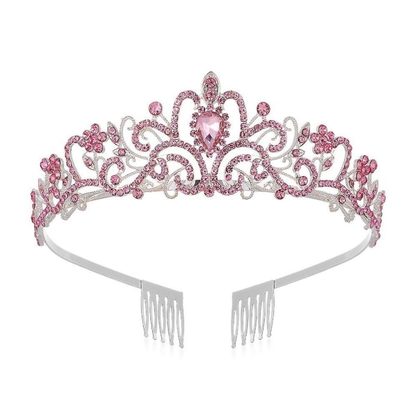 Crown Coiffure Kruunu Tiara Prinsessa Strass Kruunu Prom Kristalli Panta Pink