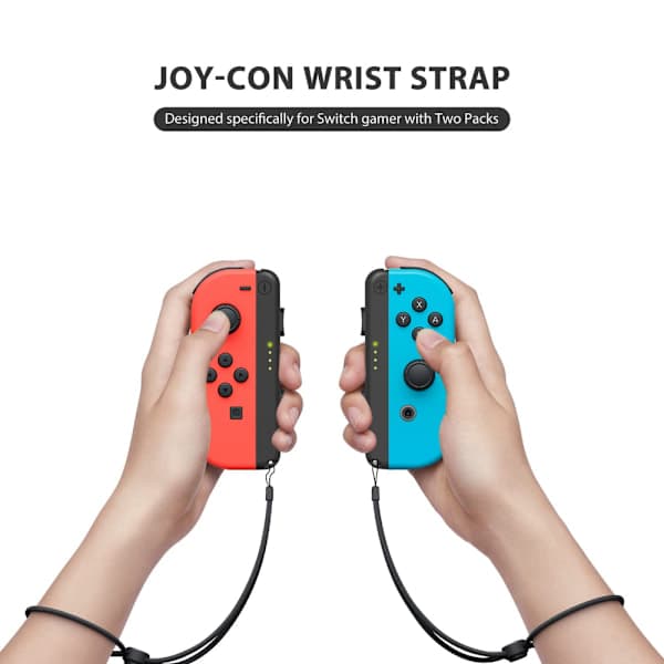 Kompatibel med Switch Joycon, en erstatning for Switch 2-delt Joycon-stropp, med justerbar stramming (svart)