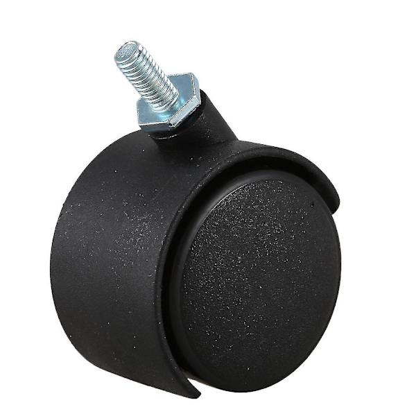 8 kpl 6 mm kierteellä varustettu varsi 40 mm kaksoispyörä pyörivä pyörä musta