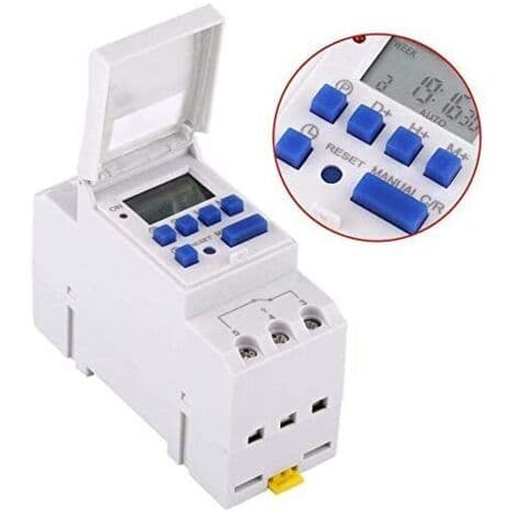 220V Programmerbar Timer – LCD-skjerm – 16 PÅ/AV-innstillinger – DIN-skinnefeste – Ukentlig programmering opptil 168 timer