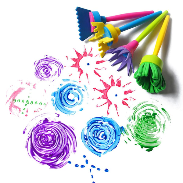 4 st Svampmålningspensel Blomstämpel Kids Diy Graffiti ritleksaker