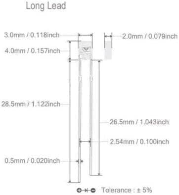 50 stk 2x3x4mm Vannklar LED Rød LED-lys