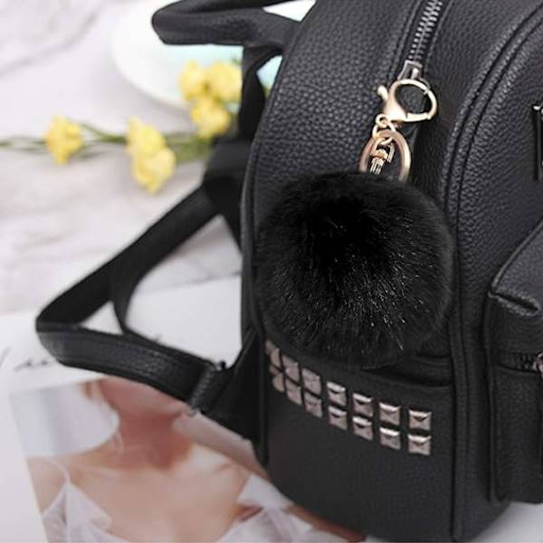 Fluffy nøglering blød plys charme ring nøglering imiteret pels bolde taske vedhæng nøglering dekoration