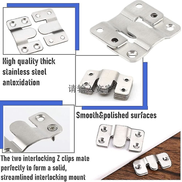10 stk. Flush Mount Beslag Skjult Mount Beslag Interlocking Hængespænde Rustfrit Stål Interlocking Billedrammekrog 10 stk. 1,7x0,7in