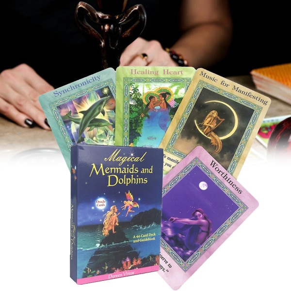 44 stk./sæt Tarot Magiske Havfruer Og Delfiner Oracle Engelsk Udgave Kunstpapir Kreativt Bordspil Kort Til Forudsigelse