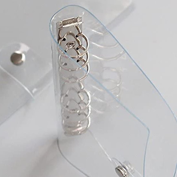 Ringbind-omslag i klar, blød PVC, 6-huls ringbind, vandtæt løsblads notesmappe med gennemsigtig lineal, notesomslag, genopfyldelig A6