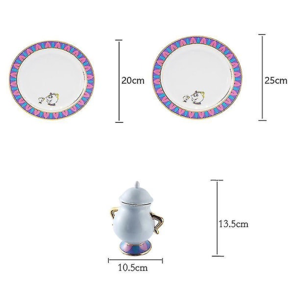 Tegneserie Skønheden og Udyret Tekande Kopsæt Fødselsdagsgave Sugar Bowl