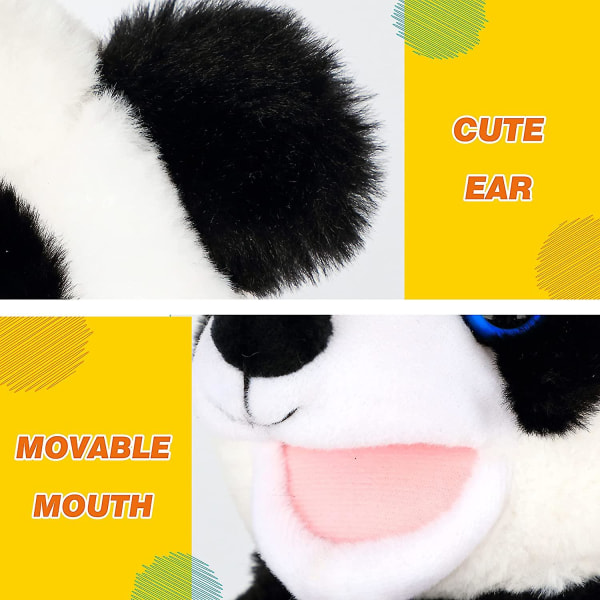 Panda Hånddukke Plysj dyreleketøy med bevegelig munn for rollespill historiefortelling