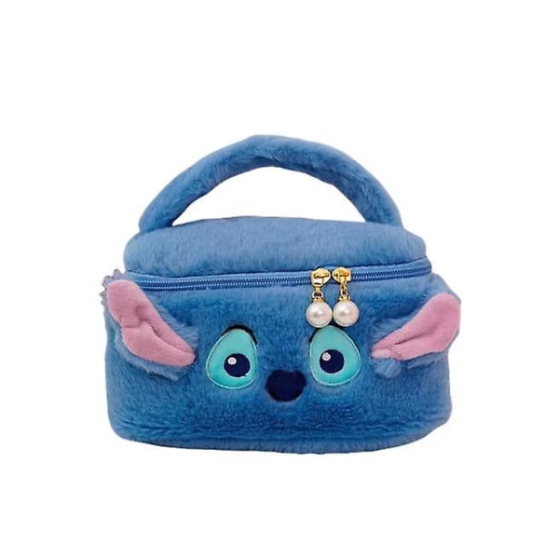Anime Disney Stitch Sminkväska Stor kapacitet Kosmetika Förvaringsväska Box Bärbar tecknad figur Plysch Handväska Flickor Kvinna Presenter A