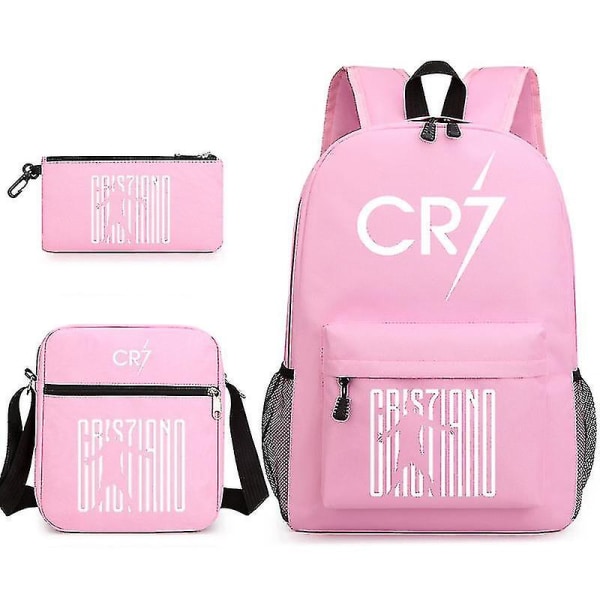 Fashion Cr7 3-delt sett Ryggsekk Mochila Nye Studenter Kapasitet Skolevesker Bokveske Reiseveske Only Pencil Case 4