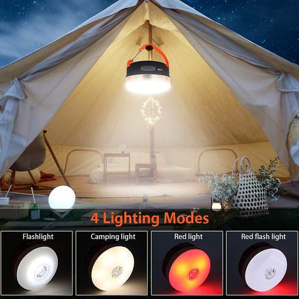 Campinglampe LED USB genopladelig, Mini Magnet Camping Lanterne Camping Lys, 4