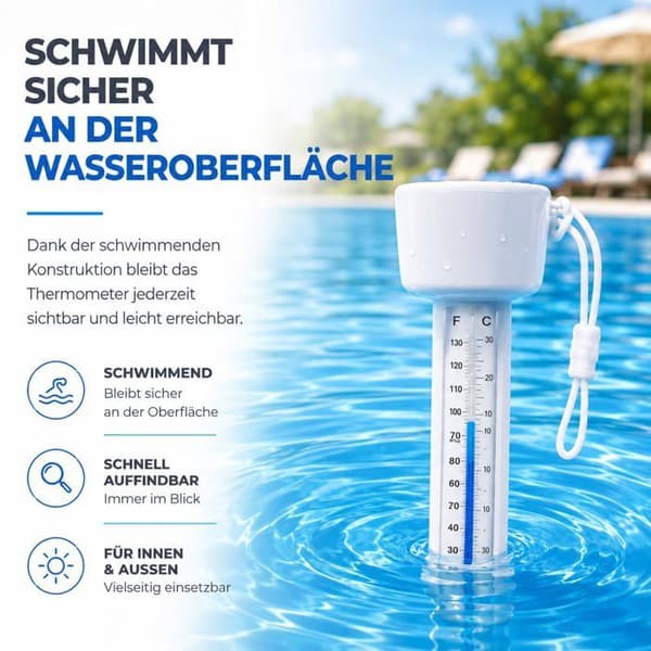 Flytende termometer - Bassengvanntermometer - For presis måling (standard)