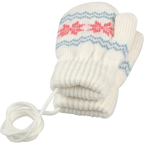 Baby och småbarn varma vantar magiska stretchvantar handskar på snöre pojkar flickor stickade vantar tjock fleecefoder nyfödda vantar helfingerhandskar
