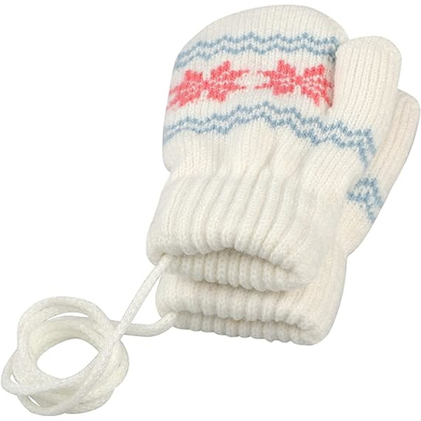 Baby Ull Votter Varme Strikk Votter Hansker på Snøring Gutter Jenter Strikket Votter Tykk Fleece Fôr Nyfødt Votter Hånd Votter