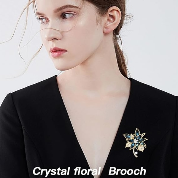 Flower Ribbon Brosch, Vintage Elegant Unique Crystal Brosch, Fashion Strassbrosch, Pin-emblem, Tillbehör, Strass Corsage (Gem-1)
