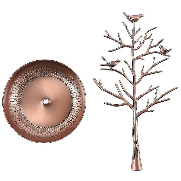 Metallträd Smyckesställ Display Rack Örhänge Halsband Ringhållare Organizer Färg: Röd Koppar