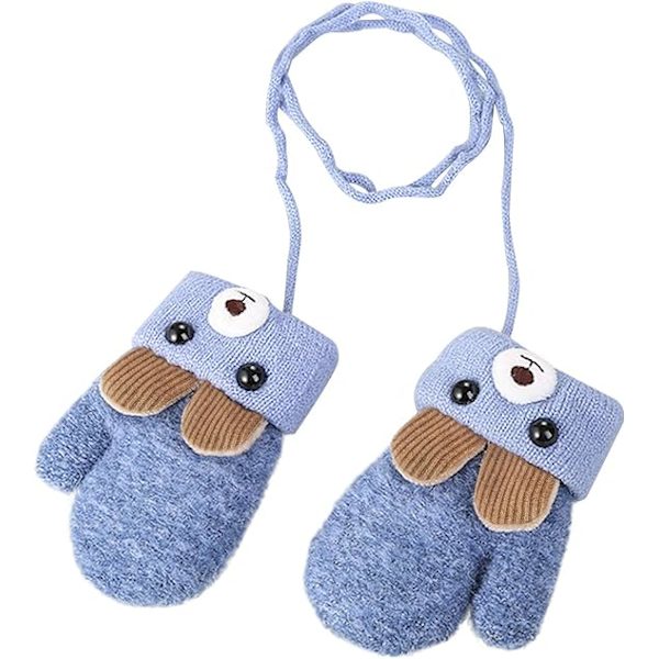 Toddler Magic Stretch Mittens Tjocka Plyschfodrade, Vinter Baby Boys Girls Stickade Vantar Varma Fluffiga Hel Fingerhandskar Kallt Väder Skidhandskar