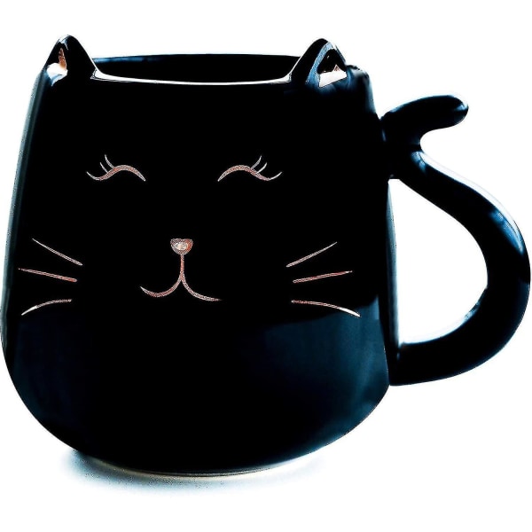 Keramisk kattekaffekrus Cute Novelty Mug Cup Tea Cup 17 Oz Flott gave til bursdag (svart) - 2024