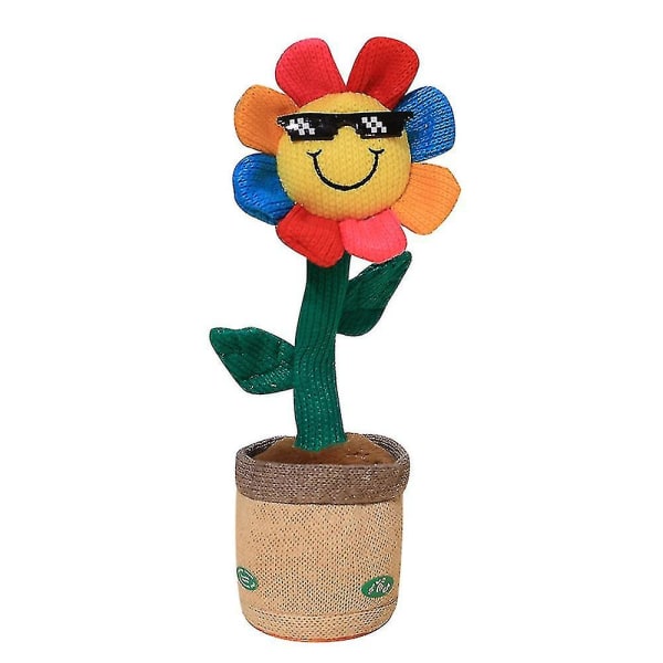 Elektrisk dansende solsikke plysjleketøy - Syngende vridende kanin utstoppet dukke With Bluetooth Pink Sunflower