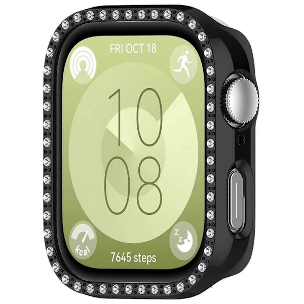 Halvt Skydd Ihåligt PC-skyddsfodral med Diamantdekor för Watch Fit 3 Electroplating Black