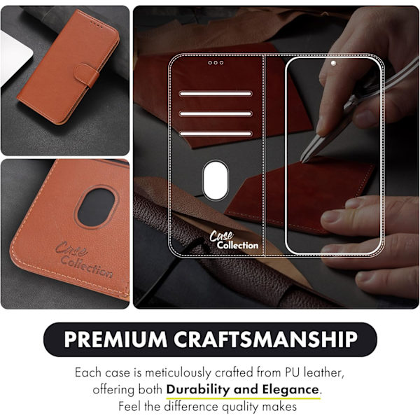 Samsung A15 Mobilskal - Läderfodral med [RFID-blockering], Stöttåligt [Ställ] för Samsung Galaxy A15 5G Cinnamon Brown