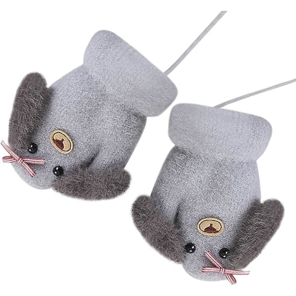 Baby Toddlers Varm Vantar Magic Stretch Vantar Handskar på Snöre Pojkar Flickor Stickade Vantar Tjockna Fleece Foder Nyfödda Vantar Full Finger Vantar