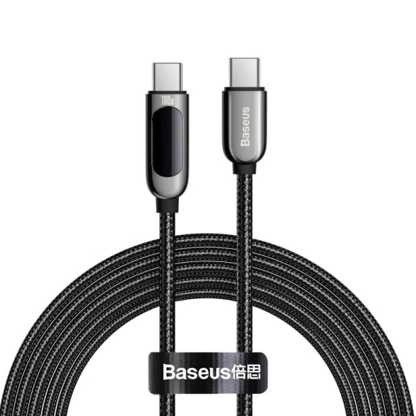 BASEUS Display Rask lading USB-C til USB-C 100W 2m svart