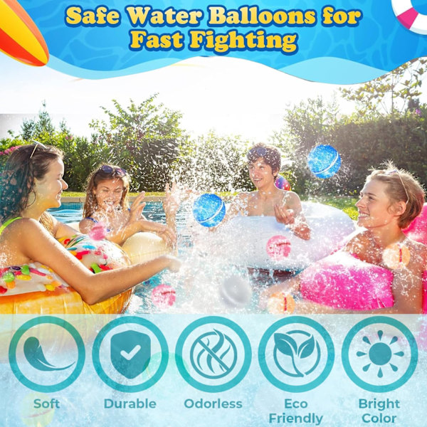 Magnetiske vandballoner, 6 stk. genanvendelige vandballoner Hurtig fyldning Selvforseglende, Vandkugler Poollegetøj til have Strand Sommer Vandsport 6pcs